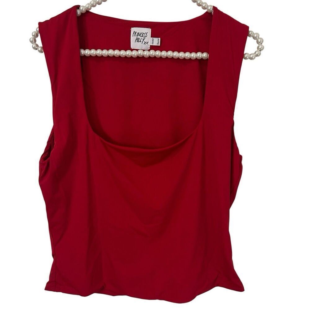 Princess Polly Women's Red Back In Time Crop Top Size 12 Y2K College 90s Party